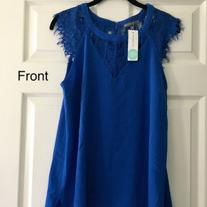 Jarred Lace Detail Cap-Sleeve Blouse (NWT)